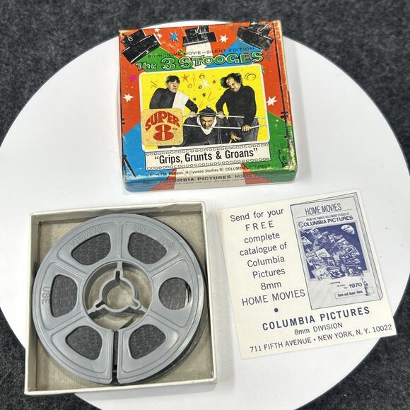 Vintage Columbia Pictures The 3 Stooges Grips Grunts And Groans 8mm Film Reel - Picture 1 of 9